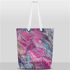 Fuchsia Waves Full Print Rope Handle Tote (small)