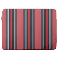 Rosa Grau Streifen 17  Vertical Laptop Sleeve Case With Pocket