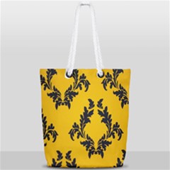 Yellow Regal Filagree Pattern Full Print Rope Handle Tote (small)