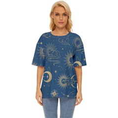Seamless Galaxy Pattern Oversized Basic T-shirt