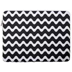 Wave Pattern Wavy Halftone 17  Vertical Laptop Sleeve Case With Pocket
