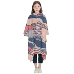 Waves Ocean Sea Water Pattern Rough Seas Digital Art Nature Nautical Kids  Hooded Rain Ponchos