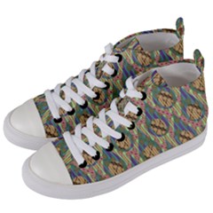 Tribal Background Boho Batik Women s Mid-top Canvas Sneakers