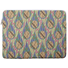 Tribal Background Boho Batik 17  Vertical Laptop Sleeve Case With Pocket