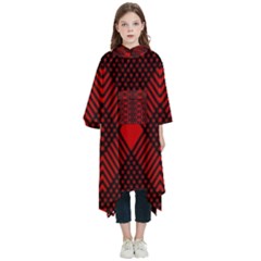 Muster Rot Schwarz Kids  Hooded Rain Ponchos