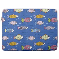 Sea Fish Blue Submarine Animal 17  Vertical Laptop Sleeve Case With Pocket