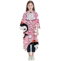 Cute Penguin Pattern Kids  Hooded Rain Ponchos