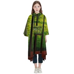 Green Forest Jungle Trees Nature Sunny Kids  Hooded Rain Ponchos
