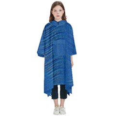 Blue Wave Abstract Texture Seamless Kids  Hooded Rain Ponchos