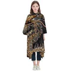 Fantasy Dragon Pentagram Kids  Hooded Rain Ponchos