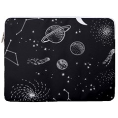 Black Space Drawing Art Planet Drawing Stars Black Space Galaxy Outer Space 17  Vertical Laptop Sleeve Case With Pocket