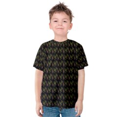 Fern Pattern 2 Black Kids  Cotton T-shirt
