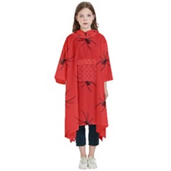 Spiders Pattern Seamless Arachnids Kids  Hooded Rain Ponchos