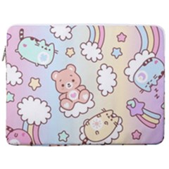 Usheen Carebears, Bears, Cat, Colorful, Cute, Pastel, Pattern 17  Vertical Laptop Sleeve Case With Pocket