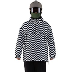 Black White Wave Pattern Wavy Water Seamless Men s Ski And Snowboard Waterproof Breathable Jacket