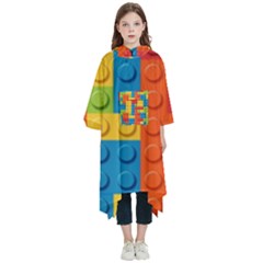Lego Bricks, Colorful Dots Background Kids  Hooded Rain Ponchos