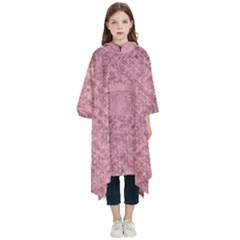 Pink Fabric Texture, Knitted Pink Texture, Kids  Hooded Rain Ponchos