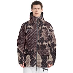 Snake Skin, Reptile Skin, Snake Skin Textures, Brown Snake Men s Multi Pockets Zip Ski And Snowboard Waterproof Breathable Jacket
