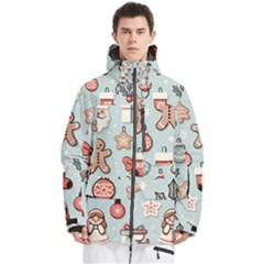Christmas Cartoon Pattern Men s Multi Pockets Zip Ski And Snowboard Waterproof Breathable Jacket