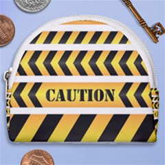 Caution Road Sign Warning Cross Danger Yellow Chevron Line Black Horseshoe Style Canvas Pouch