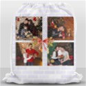 Personalized 4 Photo Any Text Xmas Drawstring Bag Drawstring Bag (Large) View1