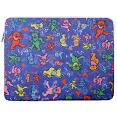 Grateful Dead Dancing Bears Pattern 17  Vertical Laptop Sleeve Case With Pocket