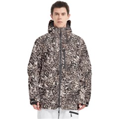 Earth Tones Fall Abstract Textured Print Men s Multi Pockets Zip Ski And Snowboard Waterproof Breathable Jacket