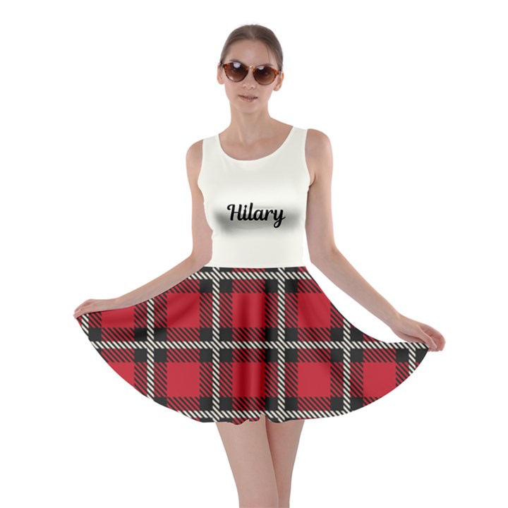 Personalized Name Xmas Checked Pattern Skater Dress Skater Dress