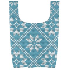 Blue Winter Knitted Texture, Blue Winter Background, Knitted Texture Foldable Shopping Bag