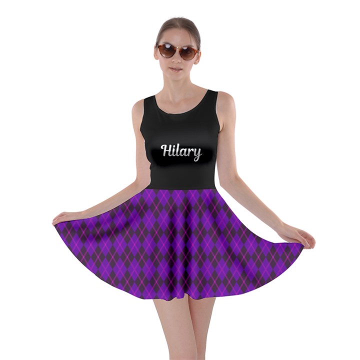 Personalized Name Xmas Checked Pattern Skater Dress Skater Dress