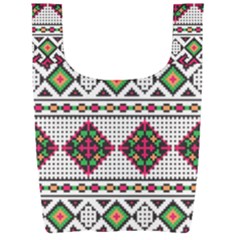 Ukrainian Folk Seamless Pattern Ethnic Ornament Border Element Traditional Foldable Shopping Bag
