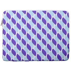 White Blue Pattern 17  Vertical Laptop Sleeve Case With Pocket
