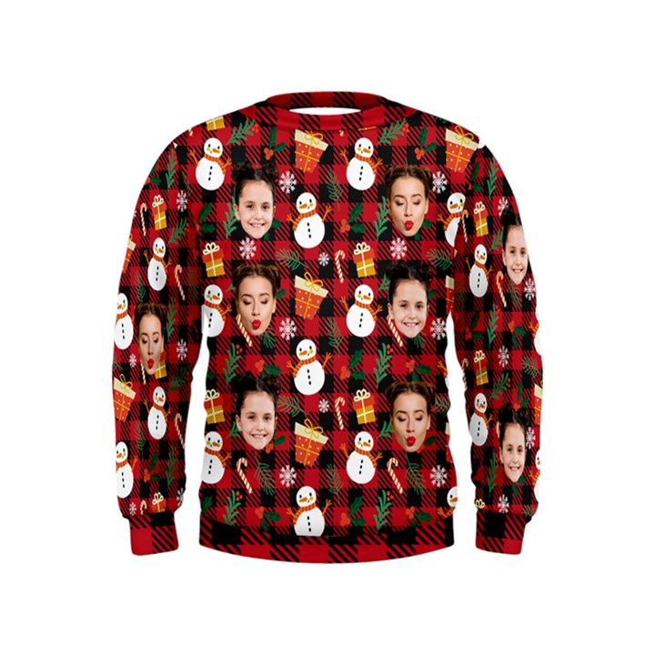 Personalized Face Cut Xmas Kids  Sweatshirt Kids  Sweatshirt