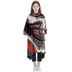Confederate Flag Usa America United States Csa Civil War Rebel Dixie Military Poster Skull Kids  Hooded Rain Ponchos