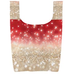 Abstract, Christmas, Glittery, Gold, Red Foldable Shopping Bag