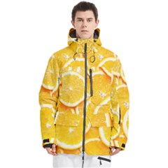 Oranges, Orange, Fruits Men s Multi Pockets Zip Ski And Snowboard Waterproof Breathable Jacket