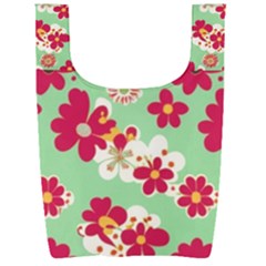 Retro 1960s Flowers Pattern Foldable Shopping Bag