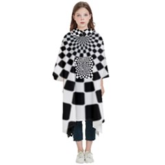 Geomtric Pattern Illusion Shapes Kids  Hooded Rain Ponchos