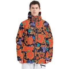 Mid Century Retro Floral 1970s 1960s Pattern 49 Men s Multi Pockets Zip Ski And Snowboard Waterproof Breathable Jacket