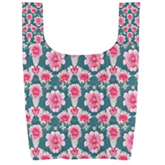 Retro 1880s Flowers Pattern 22 Foldable Shopping Bag