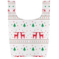 Red Green And Blue Christmas Themed Illustration Foldable Shopping Bag