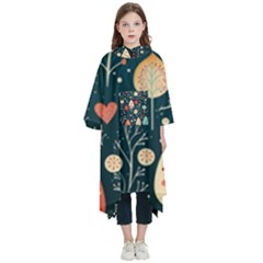 Christmas Tree Pattern Kids  Hooded Rain Ponchos