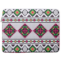 Ukrainian Folk Seamless Pattern Ethnic Ornament Border Element Traditional 17  Vertical Laptop Sleeve Case With Pocket
