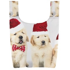 Christmas Puppies, Santa, Craciun, Christmas, Funny, Hat, Puppy, Red Foldable Shopping Bag