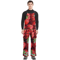 Strawberry, Berries, Fresh, Red Men s Side Zip Front Pouch Ski And Snowboard Bib Pants	