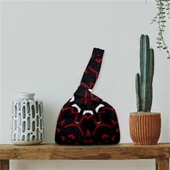 Red Shapes Mandala   Japanese Wrist Knot Bag