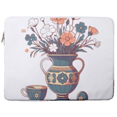 Flower Vase Nature Bloom Blossom 17  Vertical Laptop Sleeve Case With Pocket