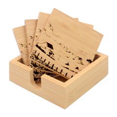 Countryside Meadow Rural Bloom Bamboo Coaster Set