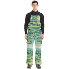 Countryside Meadow Rural Bloom Men s Side Zip Front Pouch Ski And Snowboard Bib Pants	