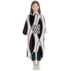 Black Minimalist Leaves Kids  Hooded Rain Ponchos